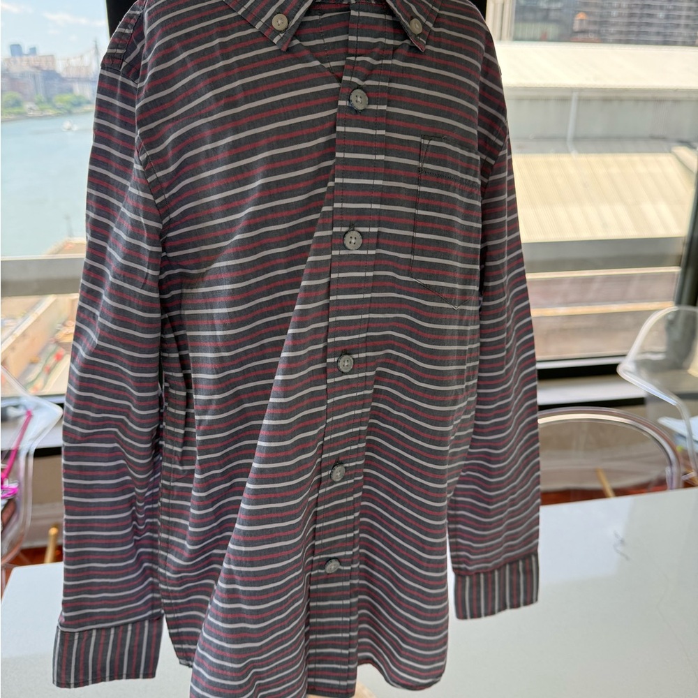 Uniqlo Gray and Pink Striped Shirt